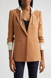 Cinq À Sept Hooded Khloe Jacket In Cinnamon/ Oatmeal