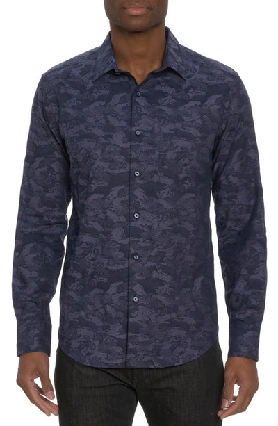 Robert Graham Junk Yard Long Sleeve Shirt In Navy