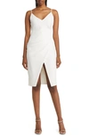 Black Halo Bowery Womens Textured Faux-wrap Sheath Dress In Sugar