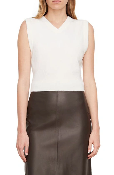 Vince Cropped Wool-blend Vest In Off White