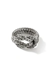John Hardy Sterling Silver Love Knot Weave Ring In Silver