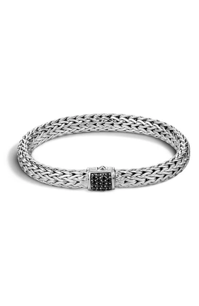 John Hardy Classic Chain Sterling Silver Lava Medium Bracelet With Black Sapphire In Metallic