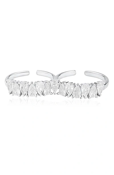 SHYMI SHYMI PEAR CUBIC ZIRCONIA TWO-FINGER RING