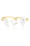 Shymi Cubic Zirconia Two Finger Ring In Gold