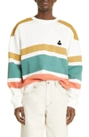 Isabel Marant Meyoan Striped Logo Sweatshirt In Green