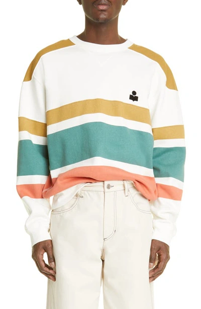 Isabel Marant Meyoan Striped Logo Sweatshirt In Green