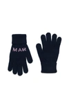 Marni Intarsia-knit Logo Gloves In Blue