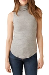 Fifteen Twenty Turtleneck Sleeveless Ribbed Sweater In Gray