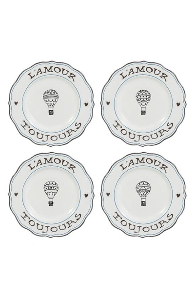 JULISKA JULISKA SET OF 4 L'AMOUR TOUJOURS DESSERT/SALAD PLATES
