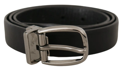 DOLCE & GABBANA DOLCE & GABBANA ELEGANT BLACK LEATHER DESIGNER MEN'S BELT