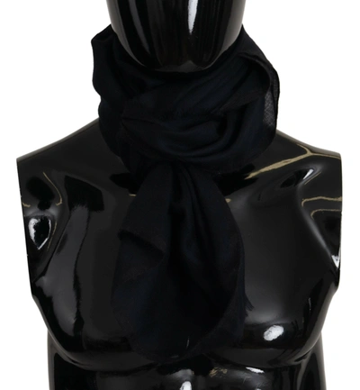 Dolce & Gabbana Black Neck Wrap Fringe Shawl Scarf