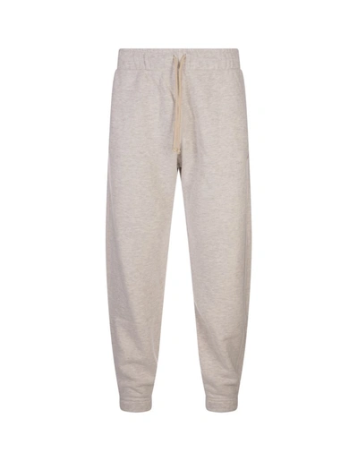 Autry Melange Ivory Cotton Tapered Joggers In White