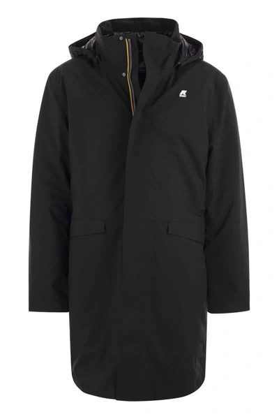 K-way Thomal Bonded Padded - Long Padded Jacket With Hood In Black
