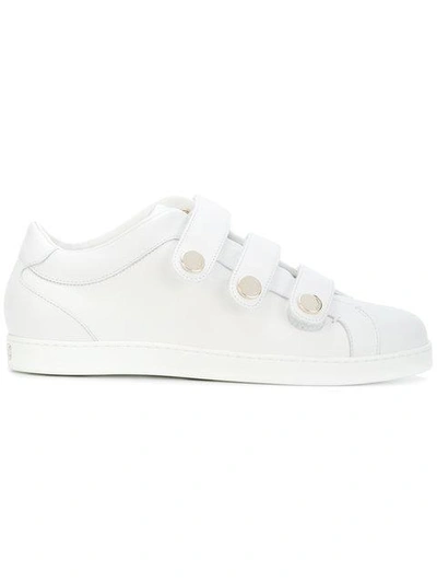 Jimmy Choo Ny Leather Grip-tape Sneakers In White