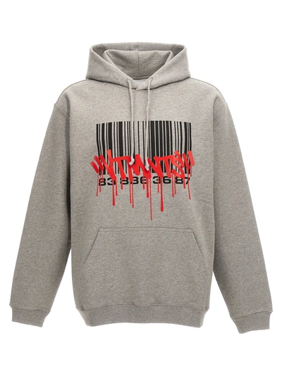 Vtmnts Graffiti Big Barcode Hoodie In Gray