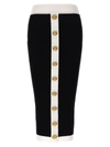 Balmain Button-embellished Ribbed-knit Midi Skirt
