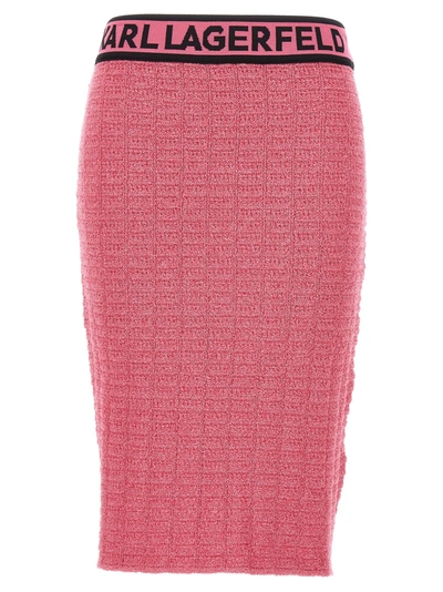Karl Lagerfeld Logo Tape Skirt In Pink