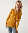 Michael Stars Regan Thermal Henley Tee In Dark Turmeric