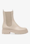 Gianvito Rossi Chester Trek-sole Leather Chelsea Boots In Beige