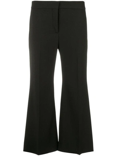 Valentino High-rise Flared-leg Cropped Silk Trousers In Black