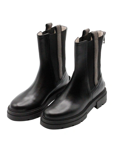 Fabiana Filippi Chuncky Leather Beatles Boot In Black