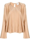Forte Forte Forte_forte Silk Satin Roundneck Shirt In Beige