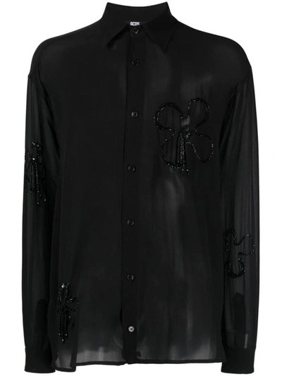 Gcds Embroidered Oversized Shirt In Black