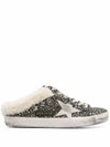 Golden Goose Super-star Sabot Glitter Upper Suede Star Shearling Lining In Metallic