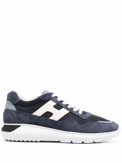 Hogan Interactive Leather Sneakers In Blue
