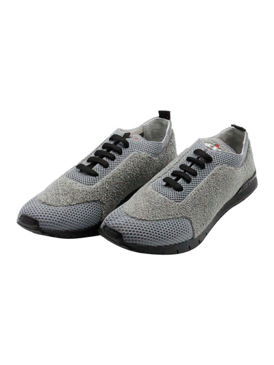 Kiton Sneaker Shoe Made Of Knit Fabric. The Bottom, With A Black Sole, Is Flexible And Extra Light; The El In Grey