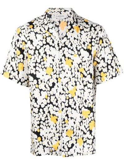 Lanvin Printed Bowling Shirt In Black/yellow/white