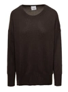 ALLUDE BROWN SWEATER WITH U NECKLINE IN CASHMERE WOMAN
