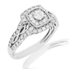 VIR JEWELS 3/4 CTTW DIAMOND ENGAGEMENT RING 14K WHITE GOLD HALO COMPOSITE PRONG SET
