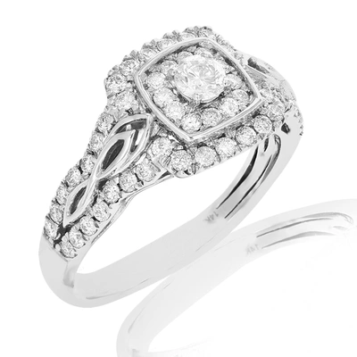 Vir Jewels 3/4 Cttw Diamond Engagement Ring 14k White Gold Halo Composite Prong Set In Silver