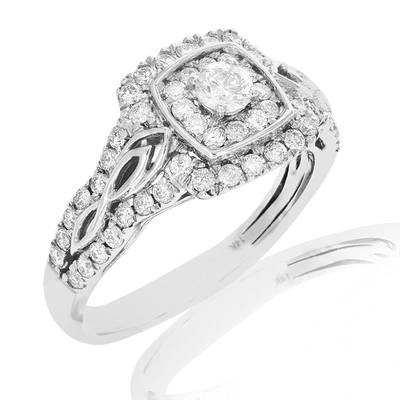 Vir Jewels 3/4 Cttw Diamond Engagement Ring 14k White Gold Halo Composite Prong Set
