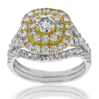 Vir Jewels 1 7/8 Cttw Diamond Wedding Engagement Ring Set 14k White Yellow Gold Bridal In Silver