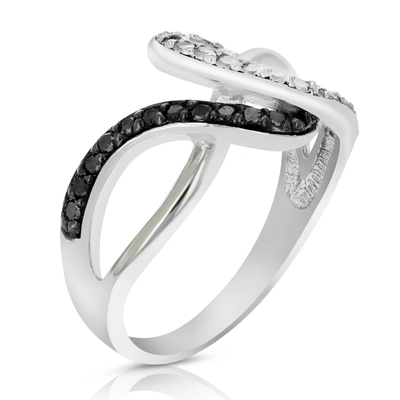 Vir Jewels 0.45 Cttw Black And White Diamond Wave Ring .925 Sterling Silver Rhodium