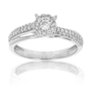 VIR JEWELS 1/2 CTTW DIAMOND ENGAGEMENT RING 14K WHITE GOLD CLUSTER COMPOSITE BRIDAL WEDDING