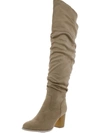 Journee Collection Kaison Womens Faux Suede Wide Calf Thigh-high Boots In Beige