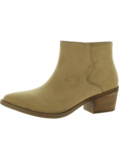 Code West Snatched Womens Pointed Toe Side Zip Ankle Boots In Beige