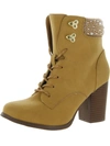 XOXO MADDIE WOMENS FAUX LEATHER LACE-UP BOOTIES