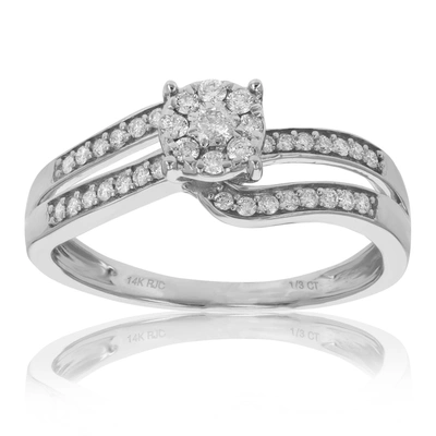 Vir Jewels 1/4 Cttw Diamond Cluster Set Wedding Engagement Ring 14k White Gold Bridal In Silver