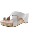 Journee Collection Rayna Womens Faux Leather Slip On Wedge Sandals In White