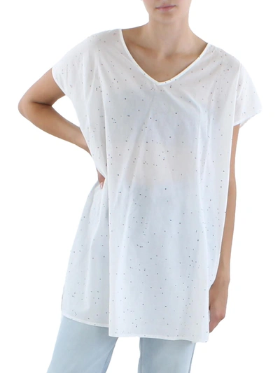 Eileen Fisher Womens Organic Cotton Dot Print Pullover Top In White