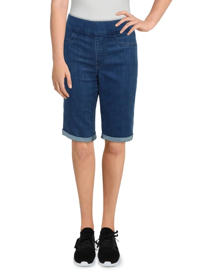 Nydj Womens Knit Midi Denim Shorts In Blue