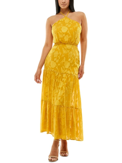 Speechless Juniors Womens Burnout Maxi Halter Dress In Yellow