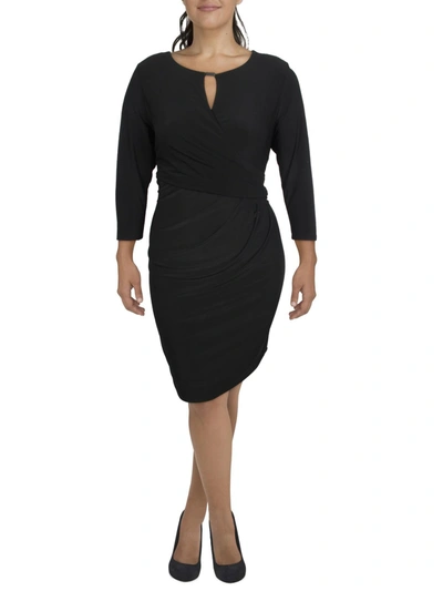Msk Womens Jersey Faux Wrap Midi Dress In Black