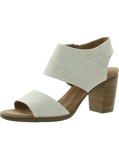 Toms Majorca Womens Leather Woven Block Heel In White
