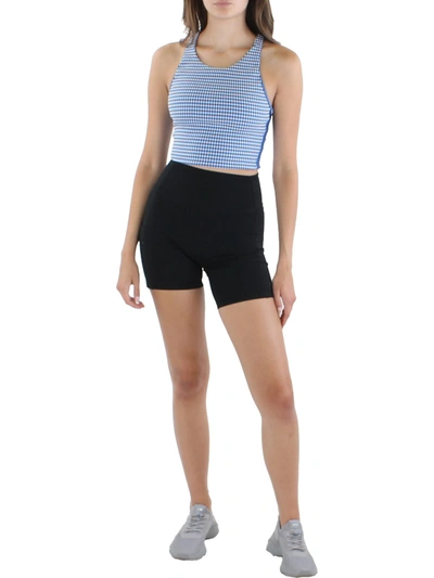 Koral Bruna Redford Womens Checkered Racerback Sports Bra In Blue