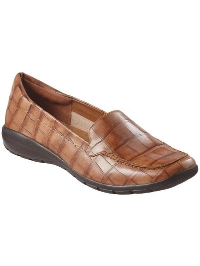 Easy Spirit Abide 8 Womens Leather Slip On Loafers In Brown
